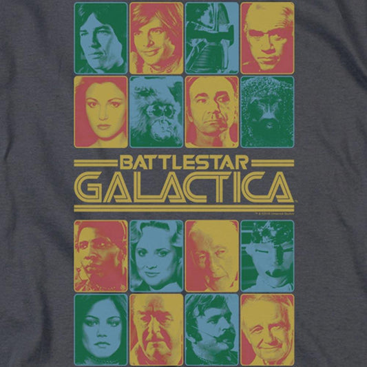 Battlestar Galactica 35th Anniversary Cast Heather Grey Short Sleeve T-Shirt-1