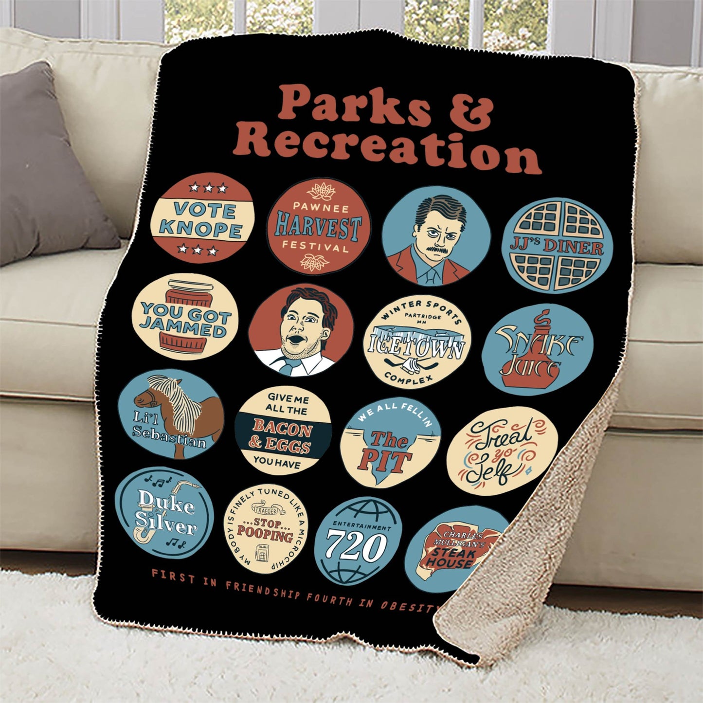 Parks and Recreation Quote Mash-Up Sherpa Blanket