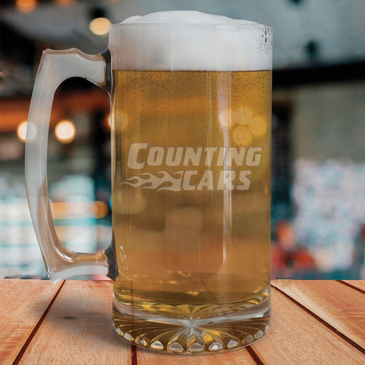 Counting Cars Logo Etched 25 oz Beer Glass-0