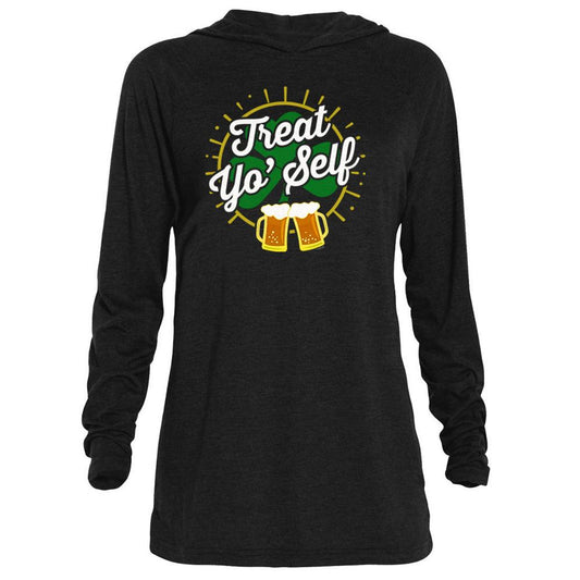 Parks and Recreation Treat Yo' Self St. Patrick's Day Tri-Blend Raglan Hoodie-0