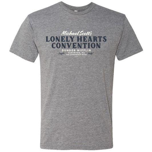 The Office Michael Scott Lonely Hearts Convention Men's Tri-Blend Short Sleeve T-Shirt-0