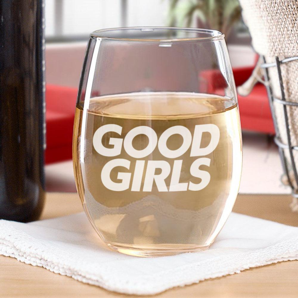 Good Girls Logo Stemless Wine Glass