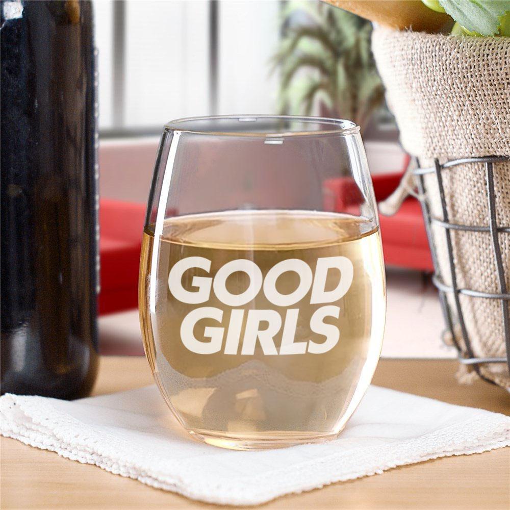 Good Girls Logo Stemless Wine Glass