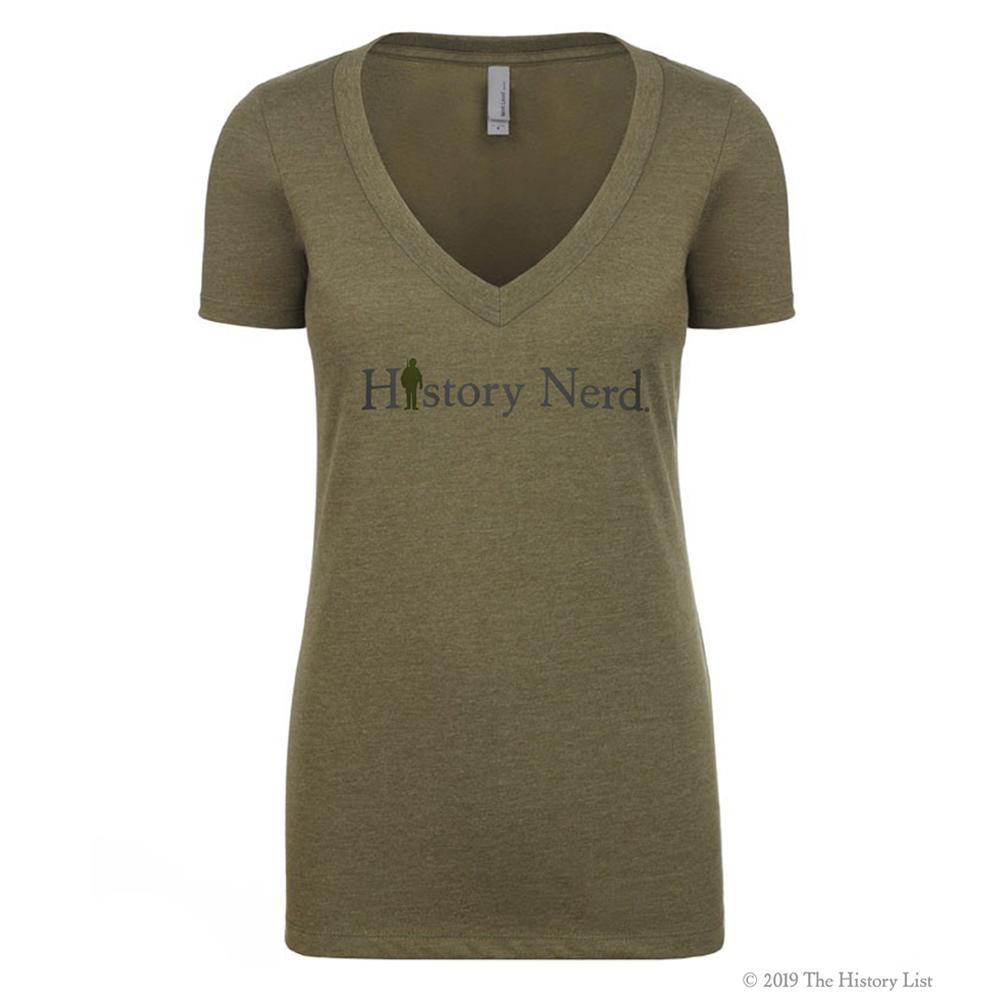 History Nerd Women's V-Neck T-Shirt with WWII Soldier