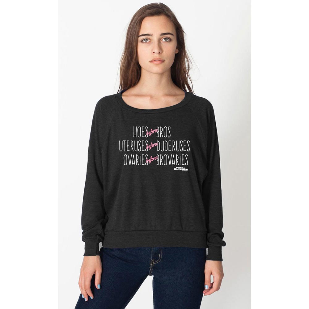 Parks and Recreation Hoes Before Bros Women's Tri-Blend Pullover Sweatshirt