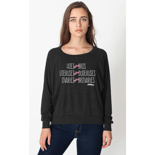 Parks and Recreation Hoes Before Bros Women's Tri-Blend Pullover Sweatshirt-0