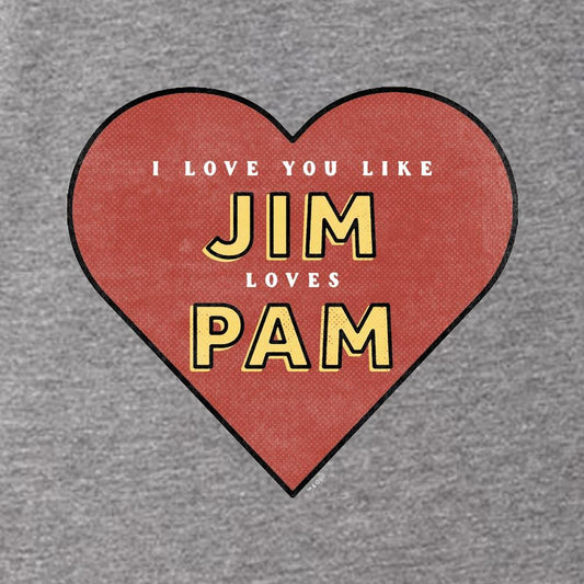 The Office Jim Loves Pam Men's Grey Tri-Blend Short Sleeve T-Shirt-1