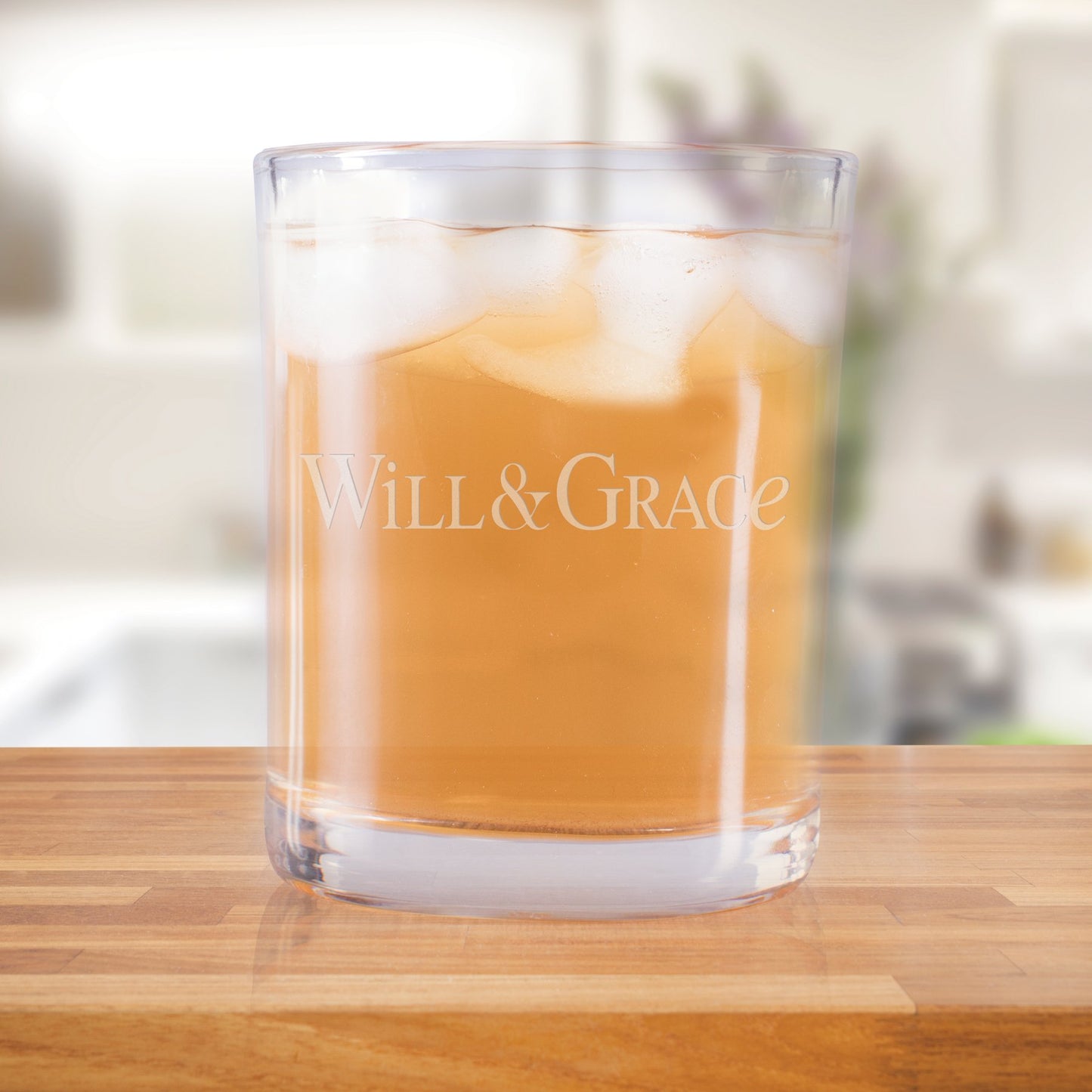 Will & Grace Logo Rocks Glass