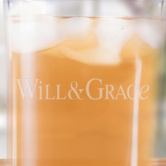 Will & Grace Logo Rocks Glass-1