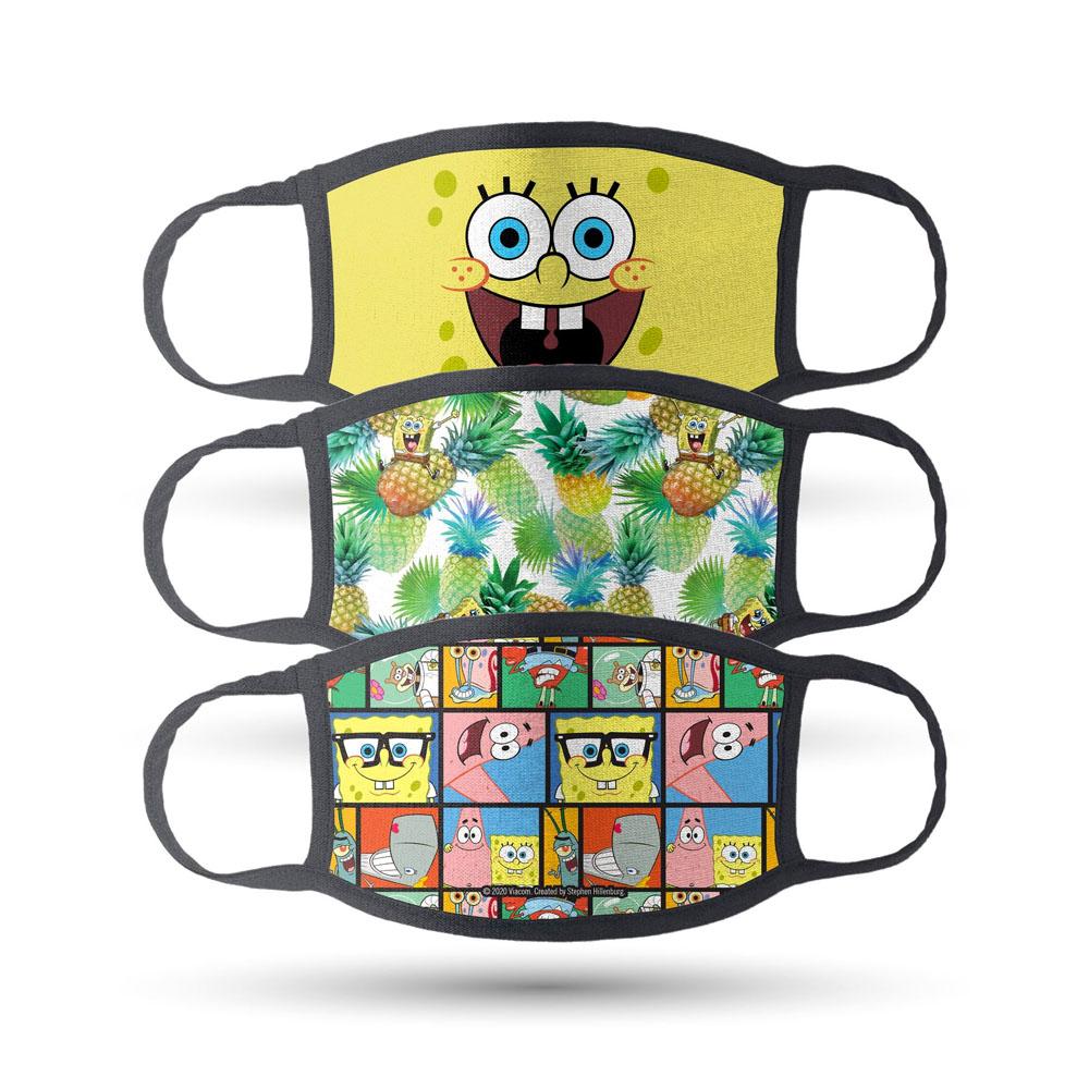 SpongeBob SquarePants Assorted Washable Face Masks - Pack of 3 - SpongeBob SquarePants Official Shop