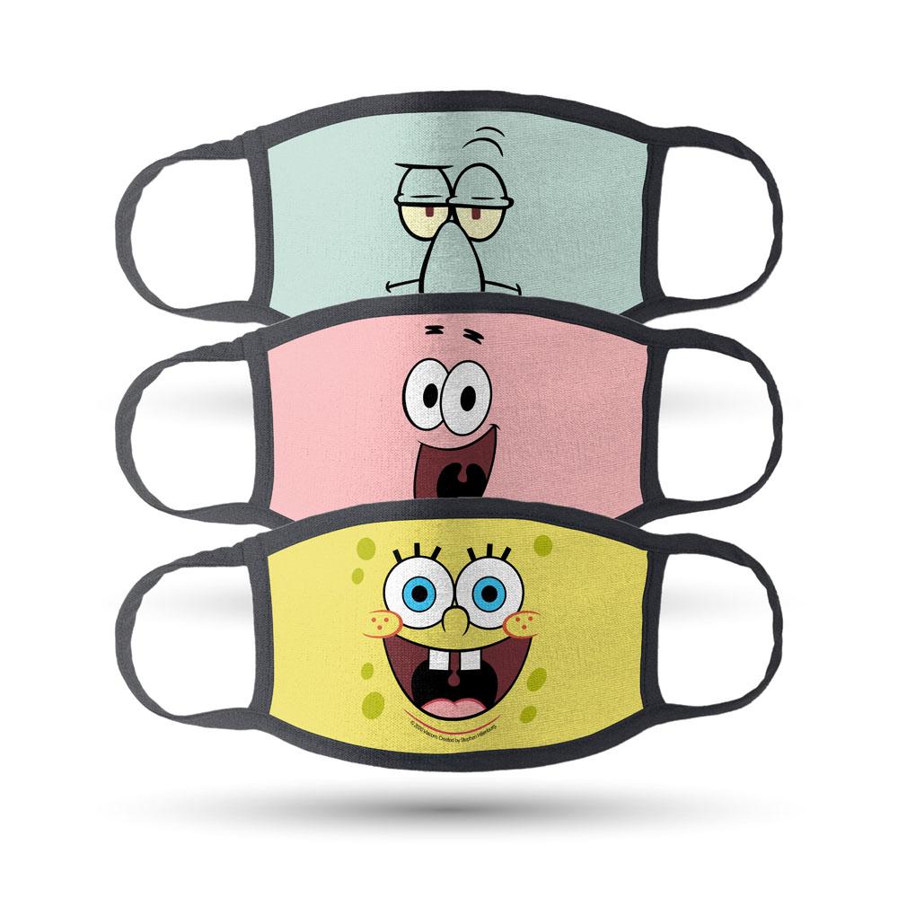 SpongeBob SquarePants Big Face Washable Face Masks - Pack of 3 - SpongeBob SquarePants Official Shop