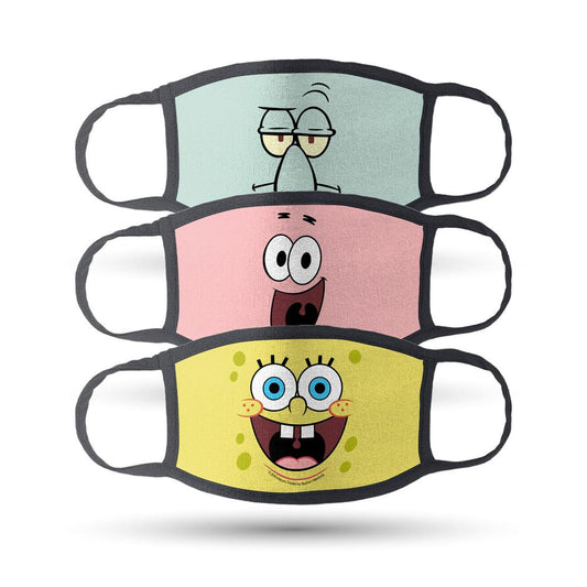 SpongeBob SquarePants Big Face Washable Face Masks - Pack of 3 - SpongeBob SquarePants Official Shop-0