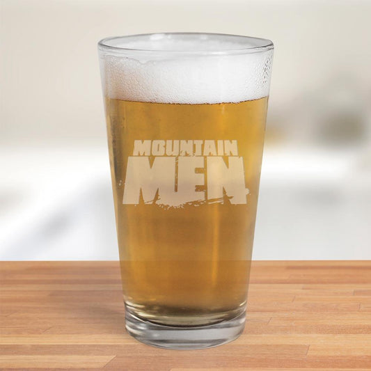 Mountain Men Logo 16 oz Pint Glass-0