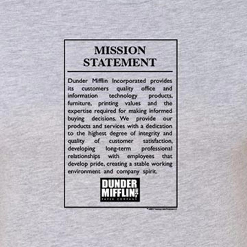 The Office Dunder Mifflin Mission Statement Women's Short Sleeve T-Shirt