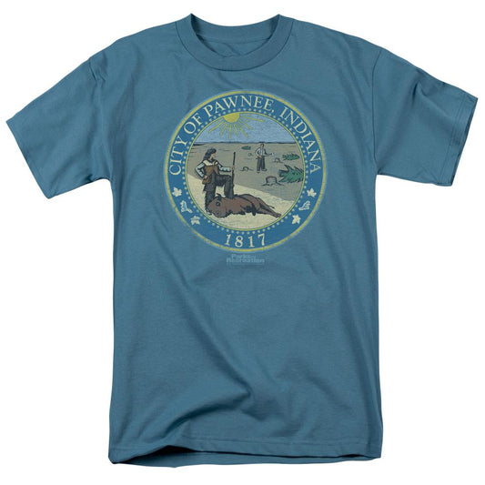 Parks and Recreation Distressed Pawnee Seal Short Sleeve T-Shirt-0