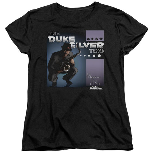 Parks and Recreation The Duke Silver Trio Women's Short Sleeve T-Shirt-0