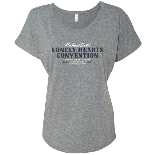 The Office Michael Scott Lonely Hearts Convention Women's Tri-Blend Dolman T-Shirt
