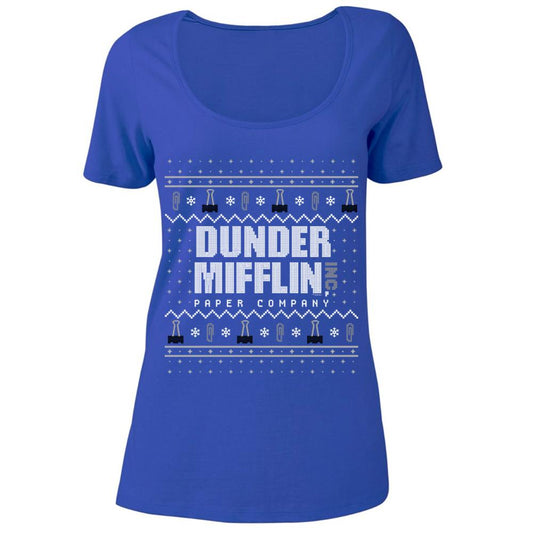 The Office Dunder Mifflin Holiday Women's Relaxed Scoop Neck T-Shirt-0