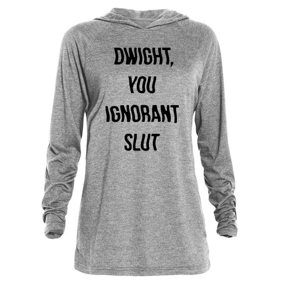 The Office Dwight You Ignorant Slut Tri-blend Raglan Hoodie