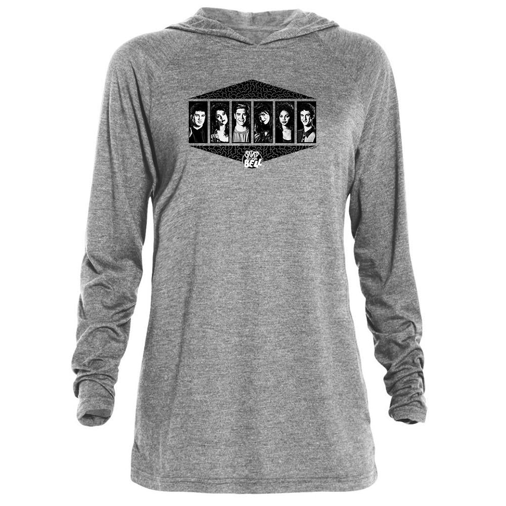 Saved By The Bell Black and white Cast Tri-Blend Raglan Hoodie