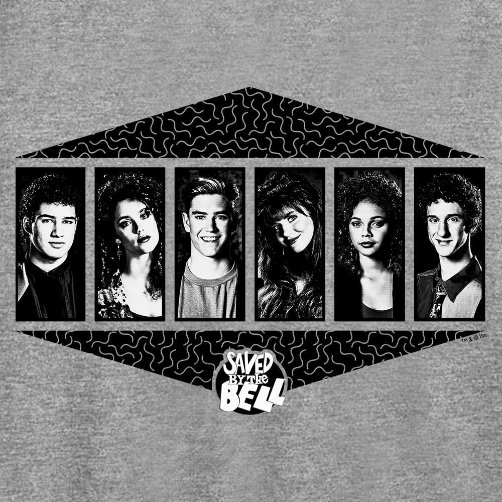 Saved By The Bell Black and white Cast Tri-Blend Raglan Hoodie