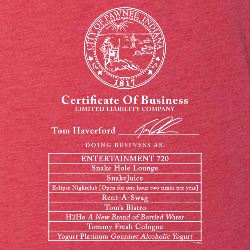 Parks and Recreation Certificate of Business Tri-Blend Tank Top