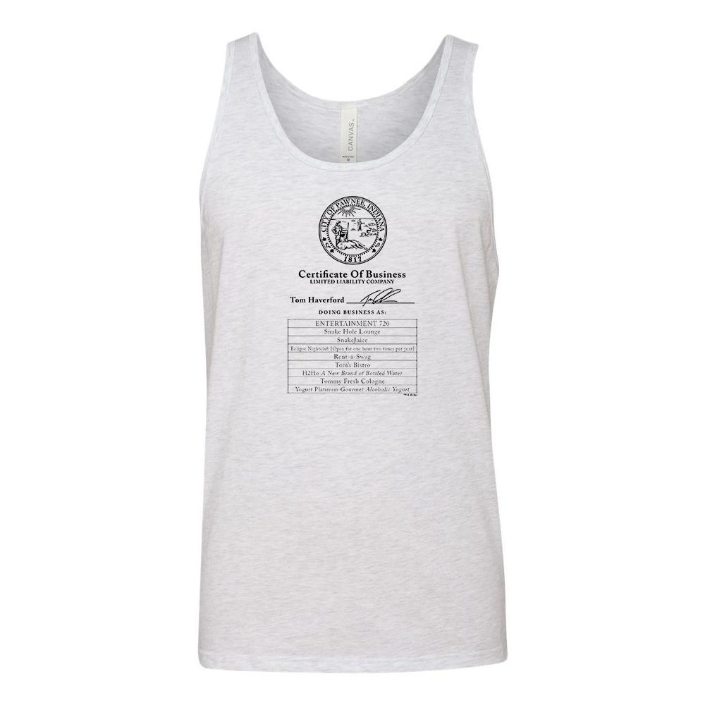 Parks and Recreation Certificate of Business Tri-Blend Tank Top
