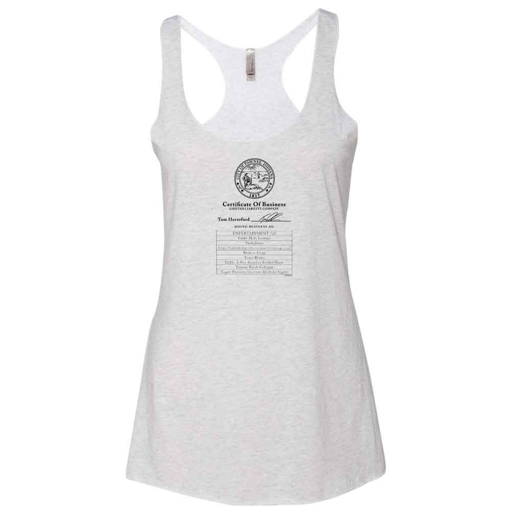 Parks and Recreation Certificate of Business Women's Tri-Blend Racerback Tank Top