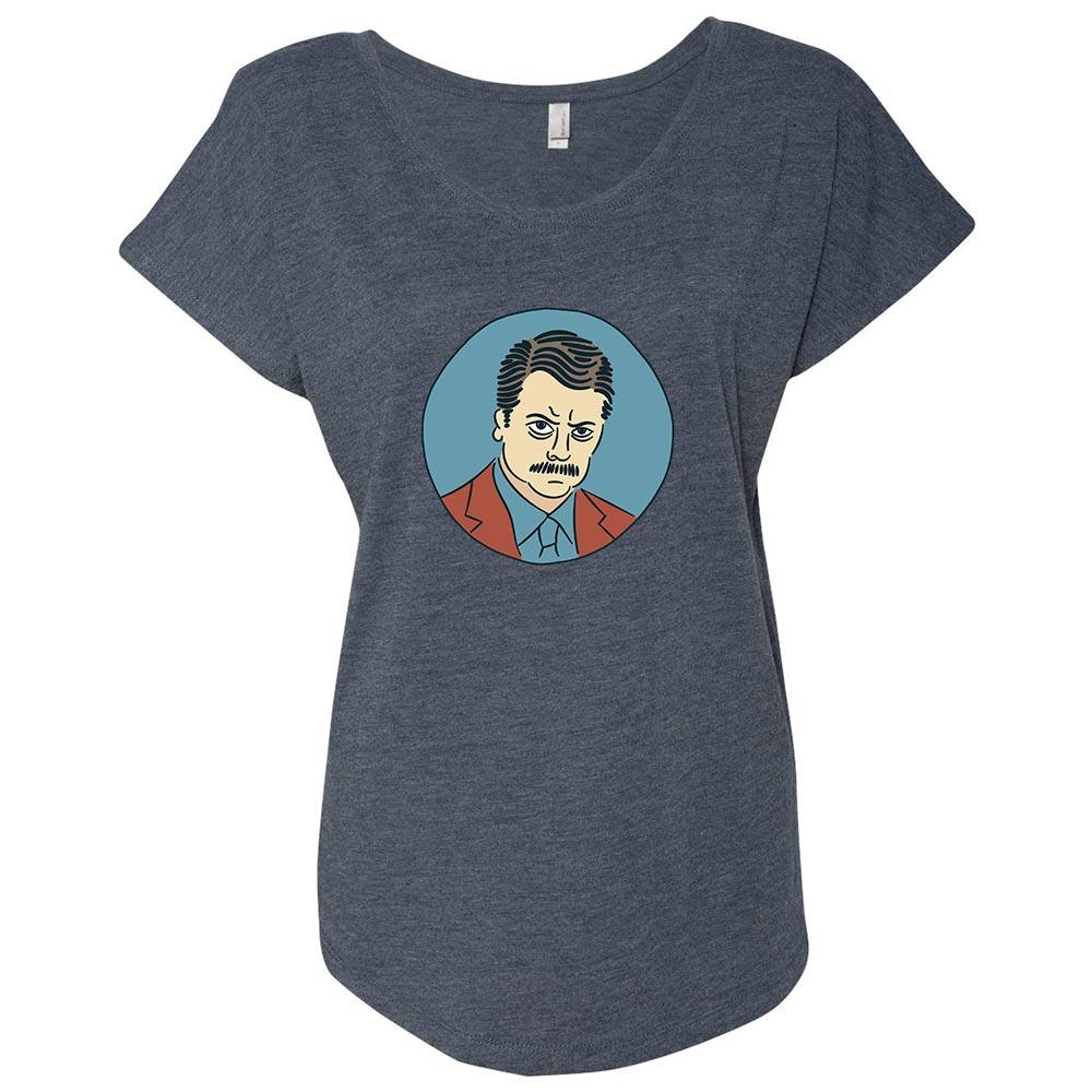 Parks and Recreation Ron Swanson Caricature Women's Tri-Blend Dolman T-Shirt