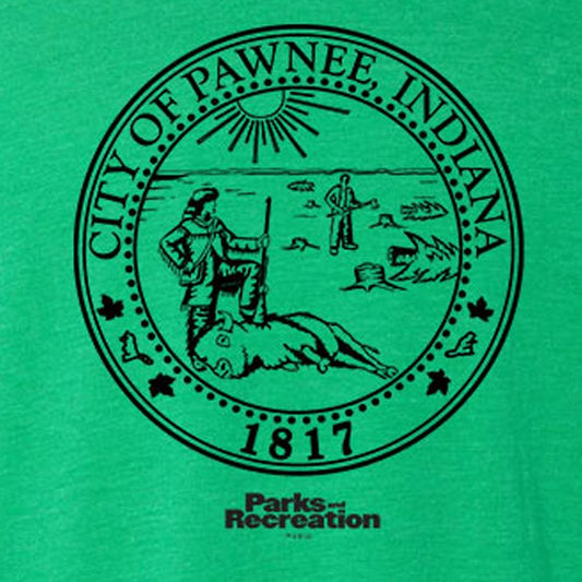 Parks and Recreation Pawnee Seal St. Paddy's Day Men's T-Shirt-1