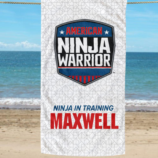 Personalized American Ninja Traditional Warrior In Training Beach Towel-0