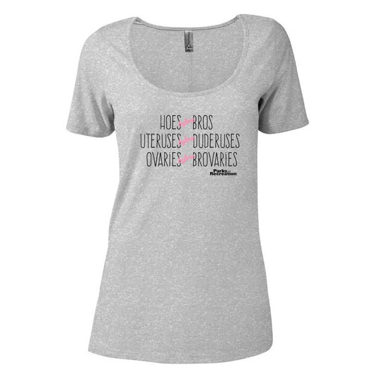 Parks and Recreation Hoes Before Bros Women's Relaxed Scoop Neck T-Shirt