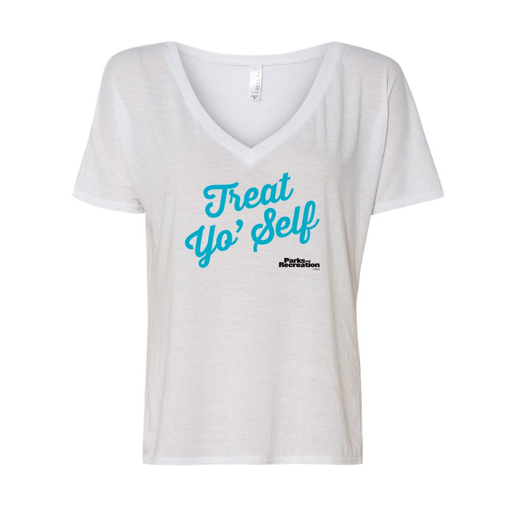 Parks and Recreation Treat Yo Self Women's Relaxed V-Neck T-Shirt