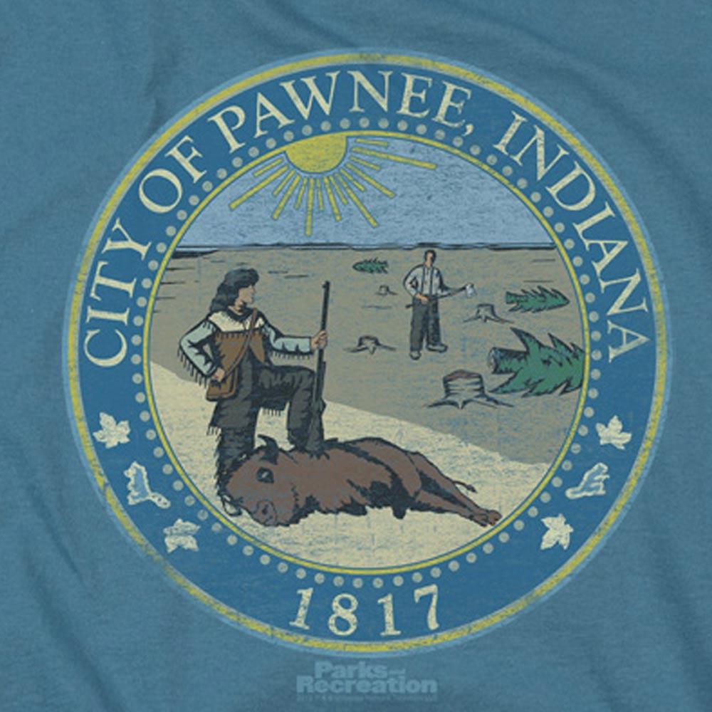 Parks and Recreation Distressed Pawnee Seal Short Sleeve T-Shirt