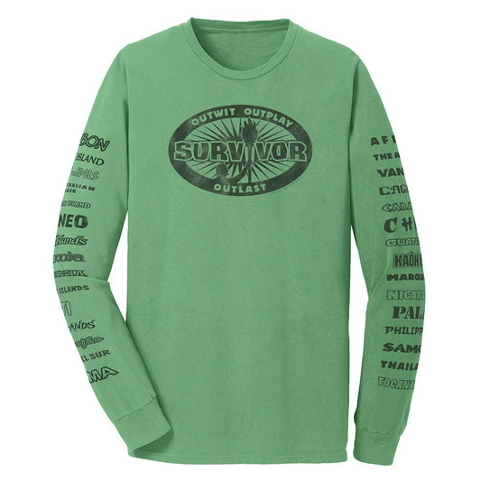 Survivor Outwit, Outplay, Outlast Locations Adult Long Sleeve T-Shirt | Official CBS Entertainment Store-0