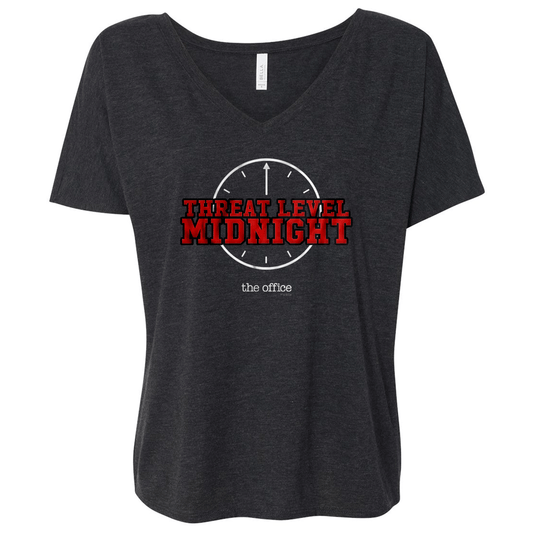 The Office Threat Level Midnight Women's Relaxed V-Neck T-Shirt