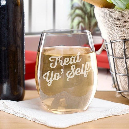 Parks and Recreation Treat Yo' Self Stemless Wine Glass-0