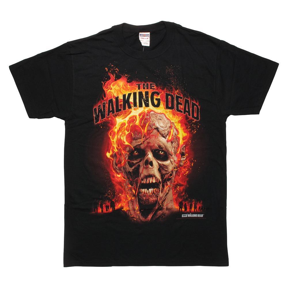 The Walking Dead Burning Walker Head Adult T-Shirt