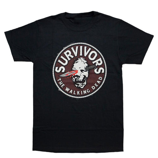 The Walking Dead Survivors Faux Patch Adult T-Shirt-0