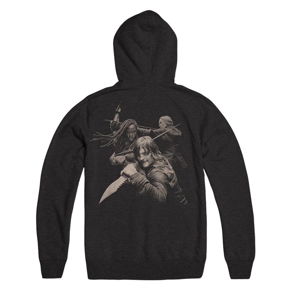 Daryl, Michonne, and Carol Duotone Hoodie with TWD Logo