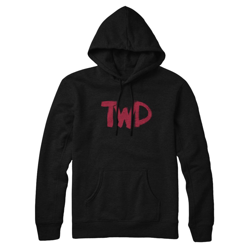 Daryl, Michonne, and Carol Black Hoodie Featuring Red Moon and TWD Logo