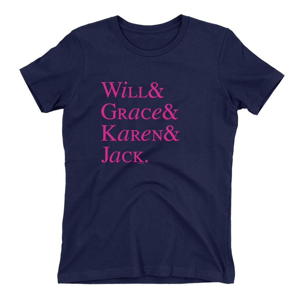 Will & Grace Classic Names Women's Short Sleeve T-Shirt