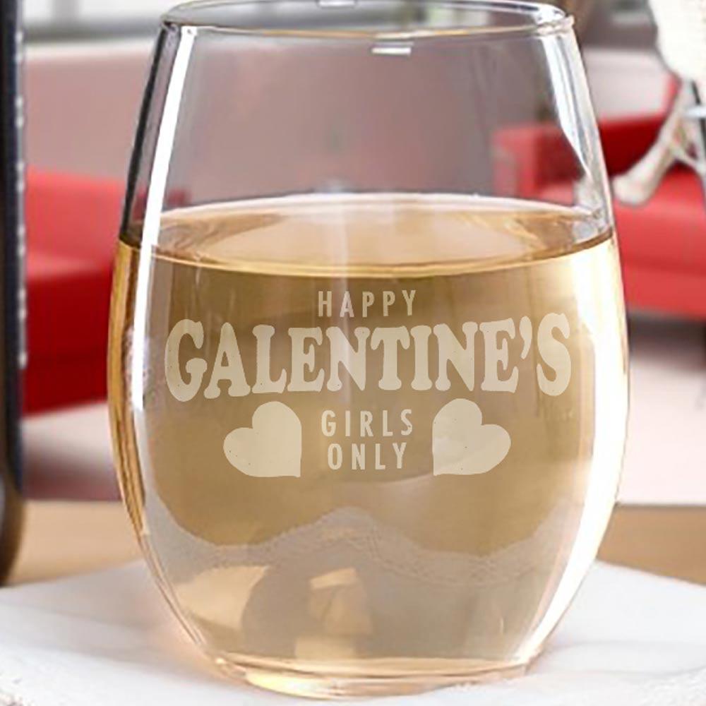 Parks and Recreation Happy Galentine's Girls Only Stemless Wine Glass